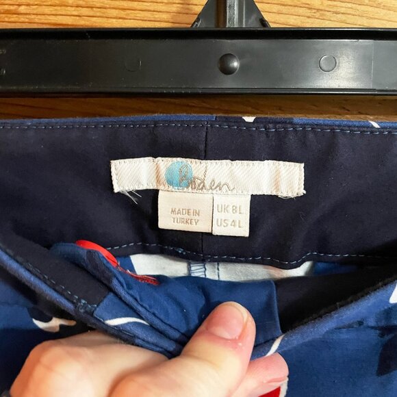 BODEN Blue Floral Richmond Ankle Pants Trousers Cotton Size 8 Long - Picture 4 of 12